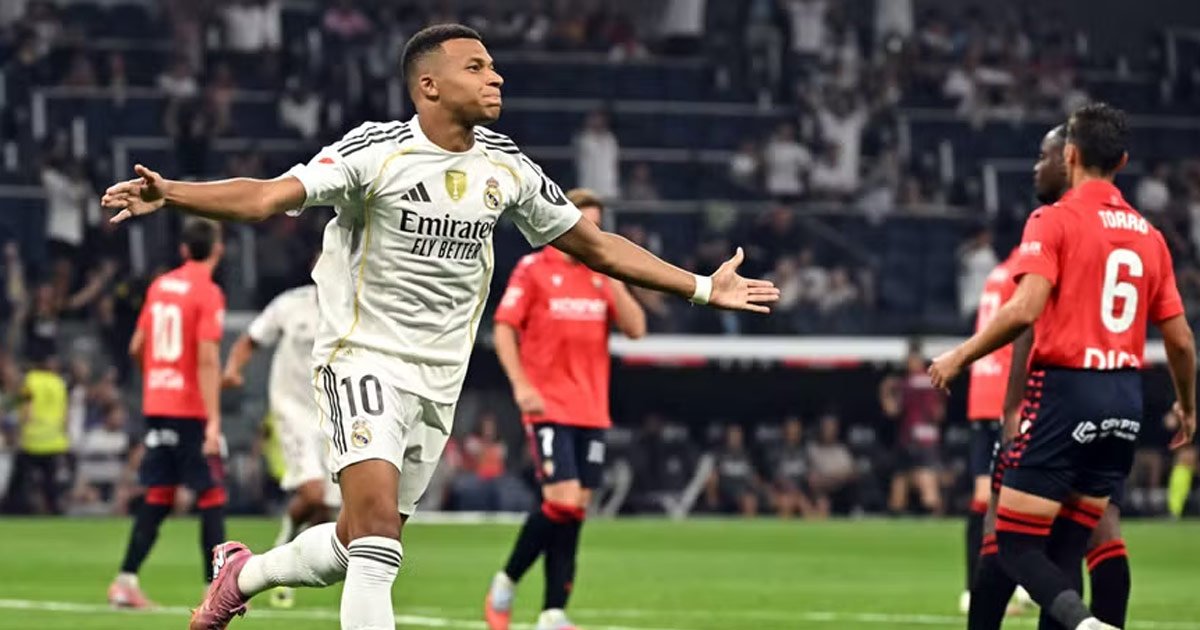 مبابي يكسر صمود أوساسونا ويمنح ريال مدريد بداية مقبولة 1 مبابي يكسر صمود أوساسونا ويمنح ريال مدريد بداية مقبولة